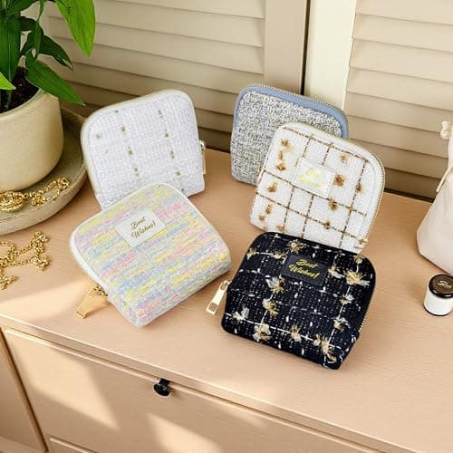 Small Travel Jewelry Case, Soft Tweed Organizer Pouch for Bangle, Bracelets, large Earrings, Beaded necklace, Anti-Scratch & Portable Jewelry Bag Holder for Travel & Everyday Use (Cotton Candy) - Thumbnail 6