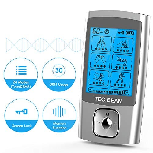 TEC.BEAN 24 Modes Tens Unit Muscle Stimulator, Rechargeable Tens Machine with 8 Electrode Pads (American Gel), Electric Pulse Massager for Pain Relief Therapy(Silver) - Thumbnail 2