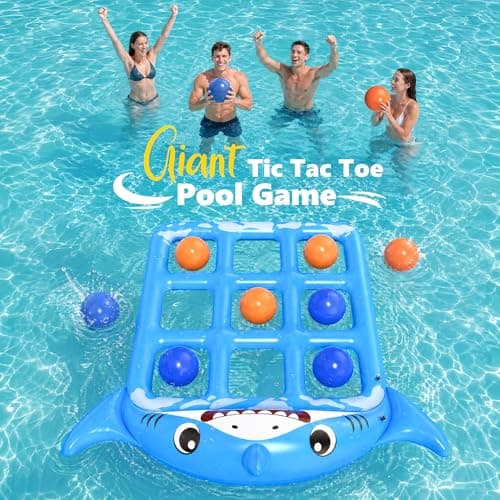 Instaywell Pool Toys Games for Kids & Adults, 72”x54” Giant Inflatable Floating Pool Tic Tac Toe Game with 10 Balls, Pool Game Party Toy Floats for Adults, Teens, Kids, Family, Beach Summer Water Fun - Thumbnail 4