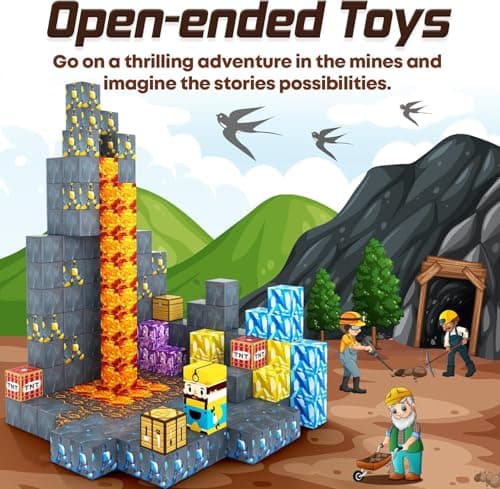 Magnetic Blocks-Build Mine Magnet World Sword Edition Mine Sword Caverns Magnet Building Craft Toddler Toys for Boys & Girls Age 3-4 4-5 6-8, Sensory Montessori Toys for Kids for 3+ - Thumbnail 2