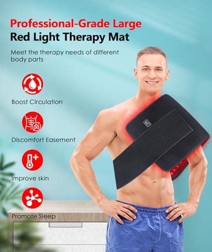 Red Light Therapy Pad for Body, 60W LED Red & Infrared Light Device Mat with 660nm & 850nm Wavelengths for Waist Back Shoulder Muscle Pain Relief FSA Eligible - Thumbnail 5