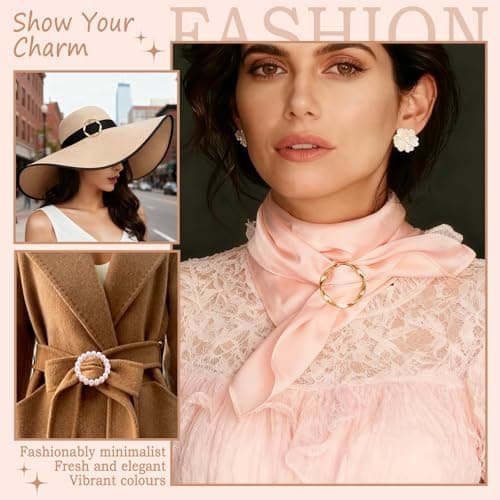 12Pcs Scarf Rings Shirt Clips - Scarf Ring Tshirt Ties Rings for Women Gold Silver Fashion Clothing Accessories - Thumbnail 6