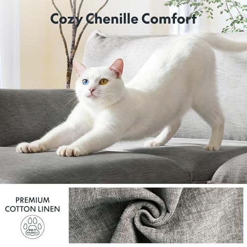 FLEXISPOT SF6 Cloud Sectional Couch for Living Room with Reversible Ottoman, 100.4" L-Shaped Modular Sectional Sofa with Storage, 3-Seater Comfy Sofa Couch for Apartment, Chenille Gray - Thumbnail 5