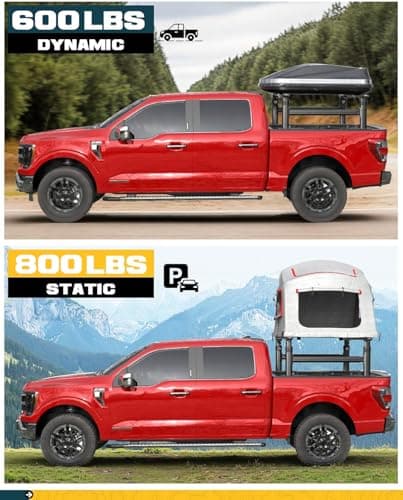 Ladder Rack for Truck with Tonneau Cover w/T-Slot Rails, 800 LBS Capacity Truck Bed Rack with Side Bars, 19"-25" Height-Adjustable Aluminum Ladder Racks, Fit for Mid Size Pickup Tacoma Gladiator - Thumbnail 6