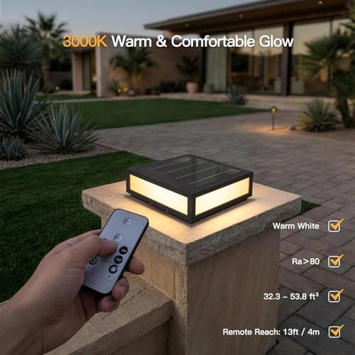 MVBT Large Solar Post Lights Outdoor, 15.8" Square Solar Pillar Lights, Exterior Column Light Waterproof, Solar Power Post Lantern, Modern Column Lighting Lamp Dusk to Dawn for Patio Gate Stone Posts - Thumbnail 2