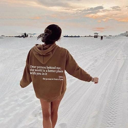 Enthowother Dear Person Behind Me Sweatshirt Hoodie,Halloween Sweatshirt White Hoodie (Black Hoodie,L) - Thumbnail 4