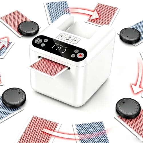 LAETENIN Automatic Card Dealer Machine with 4 Remotes,for 1-3 Decks,12 Players, Rechargeable Card Dealing Machine, 360°/180° Deal, Built-in Gameplays, Portable Card Dealer for Bridge,UNO & More T1-W