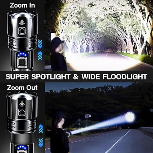 AKNEAR Rechargeable LED Flashlight 99000 High Lumens, Super Bright Flashlights with Zoomable & USB C Rechargeable & 5 Light Mode & IPX-7 Waterproof, Powerful Flash Light for Home, Hiking, Camping - Thumbnail 4