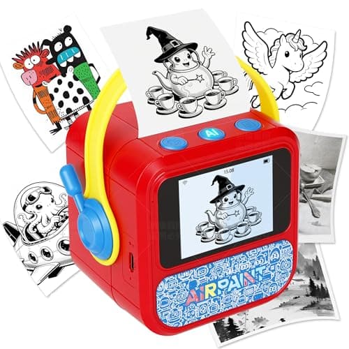 Lumavere AI Voice Sticker Printer Box, Portable Pocket Sticker Box with HD Display, Mini Inkless Thermal Sticker Maker Machine with Handle for Coloring Creative DIY Fun, 5 Rolls Paper Included - Image 1