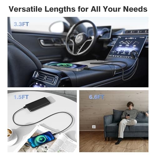 Elebase for iPhone 17 Pro Max Car Charger Cable 1.5/3.3/6.6FT 3 Pack,USB A to Type C Charging Cord for New Apple 16 15 Pro Max Plus,iPad Pro 2024 2022 2021 2020 2018 iPad Air 5 4 iPad mini 8 7 6 - Thumbnail 6