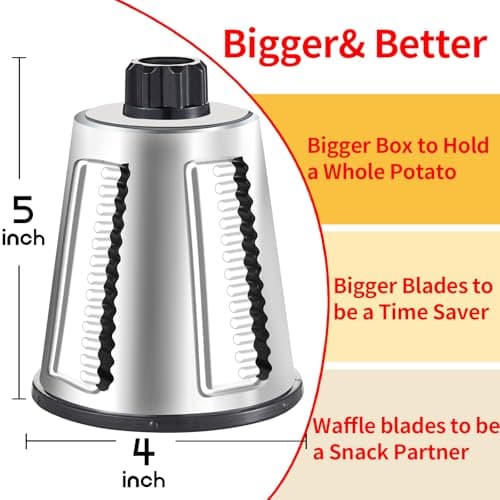 Weltonhm Rotary Cheese Graters with 4 Blades, Hand Crank Cheese Grater with Waffle Slicer, Red, Black and White Cheese Shredder with Suction Base, Easier for Shredding & Grating (White, 4 Graters) - Thumbnail 2