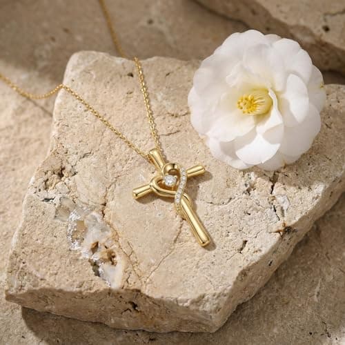 IZZBAT 14K Gold Birthstone Cross Necklace for Women,Faith Jewelry Gift for women - November Citrine - Thumbnail 4