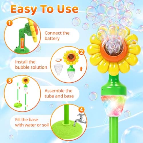 Bubble Machine Toys for Kids: Remote Control Bubble Blower Torch with Light Music, Rechargeable Adjustable Height Bubbles Wand Boys Girls Outdoor Toys for Wedding Summer Camping Backyard Party Easter - Thumbnail 6
