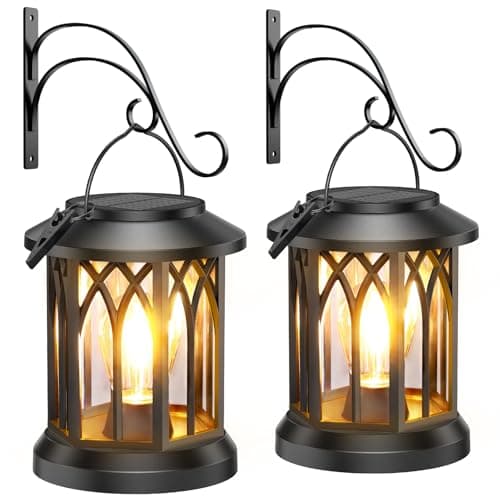 TuyLuxe Solar Lantern Outdoor Lights with Wall Mount Kit, 2 Pack Upgraded Solar Lanterns Outdoor Waterproof, Hanging Solar Lights for Outside Decorative Yard Patio Path Porch Garden Decor - Image 1