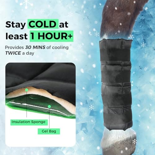 Libbipaw Reusable Gel Horse Ice Boots (Set of 4) - Adjustable Leg Wraps for Cooling Relief on Hocks, Knees & Ankles, Durability & Cooling in Active Horses - Thumbnail 3