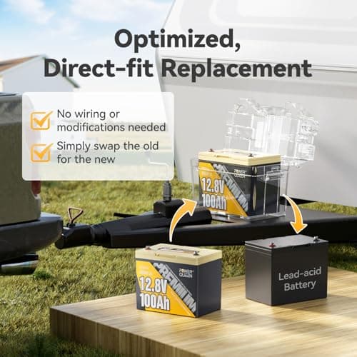 Power Queen 12V 100Ah LiFePO4 Battery, Group 24 RV Lithium Battery, 15000+ Deep Cycles Battery with BMS Protection for Trolling Motor, Travel Trailer, Motorhome, Solar - Thumbnail 2