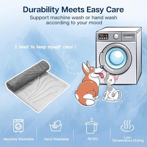 Petrendy Dog Cooling Mat, 59"x40" Cooling Mat for Large Dogs, Arc-Chill Cold Fabric Delivers Rapid and Lasting Cool (Q-Max>0.5), Portable & Washable Pet Pad for Summer - Thumbnail 6