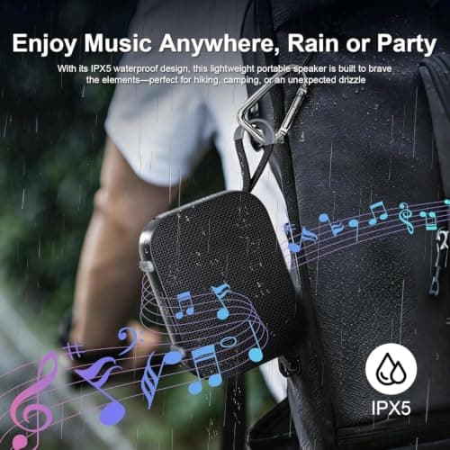 KASOHQEE Portable Bluetooth Speaker with RGB Lights, IPX5 Waterproof Wireless Speaker for Outdoor & Home, 5.4 Bluetooth, 15H Playtime, TWS Pairing, Lightweight Hiking Speaker Support TF/USB/AUX - Thumbnail 4