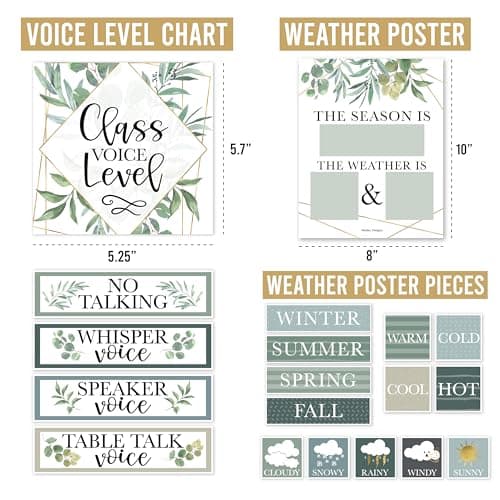 Hadley Designs Classroom Calendar Set Bulletin Board Decorations - Greenery School Calendar for Classroom Decor, Kindergarten Preschool Elementary Teacher Must Haves, Homeschool & Daycare Essentials - Thumbnail 5