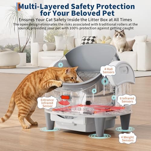 Automatic Cat Litter Box, Self-Cleaning Litter Box with Open-Top Design, 15-Layer Safety Protection System & Smart App Control, Electric Cat Litter Box with Adjustable Entry Height & Odor Control - Thumbnail 2