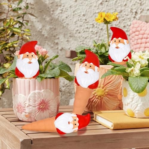 Self Watering Plant Spikes 4 Pack, Terracotta Automatic Plant Waterer for Indoor Outdoor Plants, Slow Release Watering Stakes, Vacation Watering Devices for Potted Plants Garden Decor(Santa Claus) - Thumbnail 2
