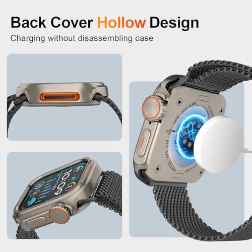 SDOCEBF Aluminum Alloy Case for Apple Watch SE 3/2/1, Series 6/5/4 44mm, Rugged Metal Bumper with Ceramic Back Cover, Shockproof Protective Case for iWatch 44mm, Titanium - Thumbnail 4