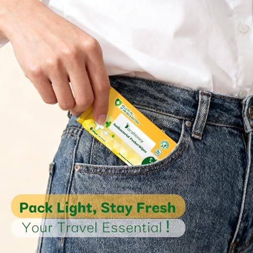 Dorahoney Travel Antibacterial Hand Wipes, 99% Water Hand Sanitizer Wipes, Safe for Sensitive Skin & Hypoallergenic Hand Sanitizing Pocket Wipes, 48 Count (8 Packs of 6) - Thumbnail 3