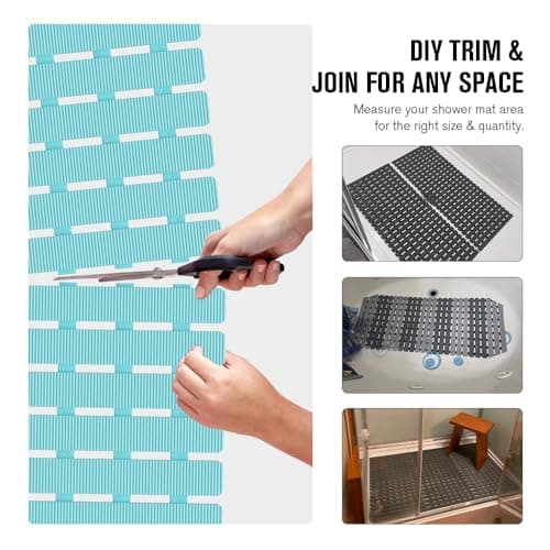 MBOSS Bath Tub Shower Mat Non Slip Bathtub Mats for Bathroom Shower Floor Mat Bath Mats for Shower Tub Anti Slip Shower Mat with Drain Hole and Large Suction Cups (Aqua Blue, 27.5 X 15.7 Inch) - Thumbnail 4