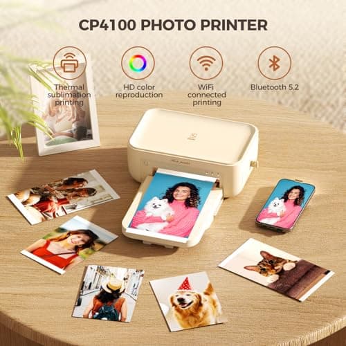 iDPRT 4×6 Photo Printer, Portable Color Picture Printer, Thermal Sublimation Mini Picture Printer, Bundle 108 Sheets Photo Paper & 2 Ribbon Cassette, Photo Printer for iPhone & Android - Thumbnail 2