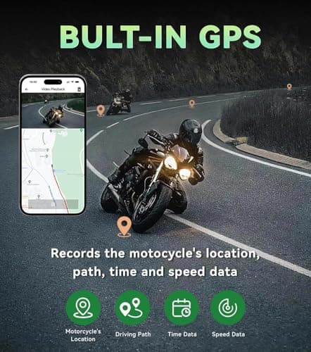 Aoocci C6 PRO Motorcycle Dash Cam Front and Rear, Motorcycle CarPlay, 1080P Dual Dash Motorbike Camera with Apple CarPlay and Android Auto, GPS & Emergency Lock, 140° Wide Angle, IP67 Waterproof - Thumbnail 5
