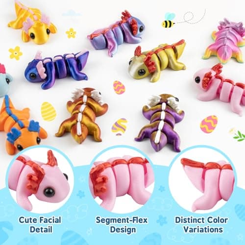 Easter Basket Stuffers - Easter Basket Essentials - 24 Pack Prefilled Easter Eggs Filled with 3D Printed Axolotl Toys - Mini Animal Fidget Figures Easter Gifts for Toddlers Boys Girls - Thumbnail 4