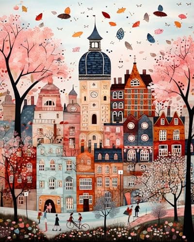 Zythron Paint by Numbers for Adults Beginner, London Paint by Number Kits on Canvas, City Landscape Paint by Easy Acrylic Painting Home Wall Decor 16x20 inch Without Framed