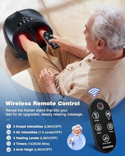 KNQZE Shiatsu Foot Massager with Heat and Remote, 2026 Upgraded Lift-Arch Design, 3D Deep Kneading, Relief for Plantar Fasciitis and Foot Pain, Fits Up to Men Size 14, Ideal Gift for Mom Women Men - Thumbnail 6