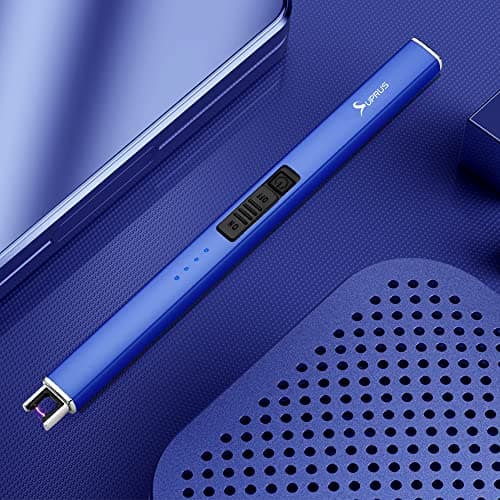 SUPRUS Electric Lighter Arc Windproof Flameless USB Rechargeable Lighter with Safety Lock for Candle BBQ Camping (Dark Blue) - Thumbnail 2