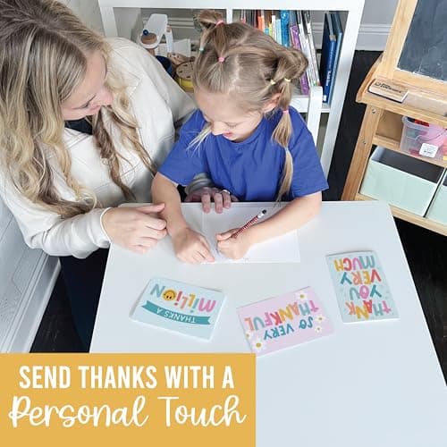 Hadley Designs Bulk Thank You Cards with Envelopes - 54 Kids Thank You Cards For Teachers, Cute Thanks Blank Cards and Envelopes, Fun Appreciation Note Card for Birthday, Baby Shower & Small Business - Thumbnail 6