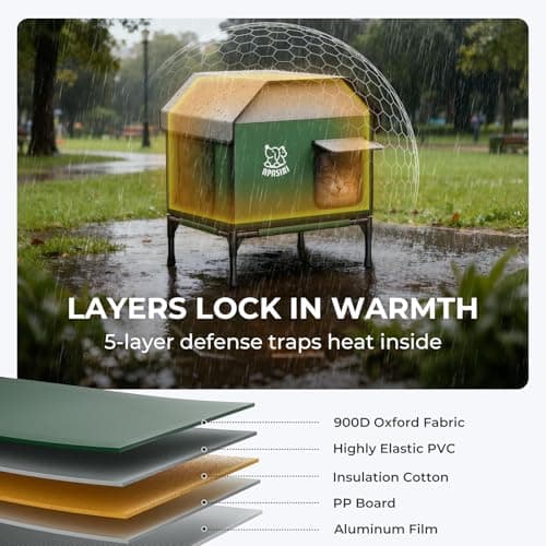 Apasiri Heated Outdoor Cat House for Winter: Insulated with Heating Pad, Indestructible Weatherproof Winter Shelter, Elevated Support to Keep Interior Dry for Stray Cats, Medium - Thumbnail 3