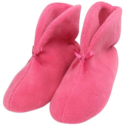Forfoot Slipper Boots, Womens House Fluffy Slipper Indoor and Outdoor Non-Slip Boot Home Winter Office Shoes Bedroom Slippers Boots Rose Red Women Slippers Size 8 - Image 1