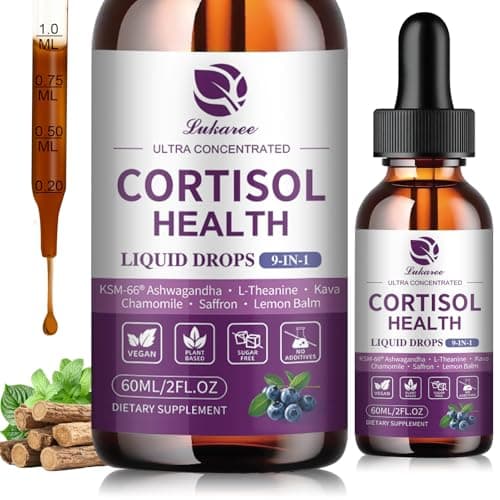 Cortisol Supplements for Women, Cortisol Reducer Manager Detox with KSM-66® Ashwagandha, Kava, Lemon Balm & Vitamin C B5 B6, Lower Cortisol, Hormone Harmony Liquid Drops, 2 FL.OZ, Blueberry Flavor - Image 1
