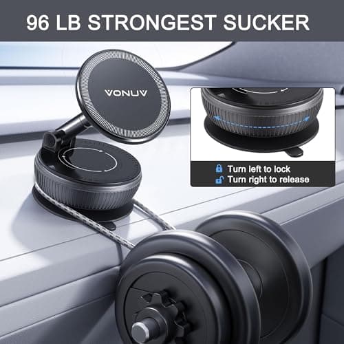 VONUV Magnetic Phone Holder for Car, 2025 Upgrade with 96LBS Ultra Suction & 2800gf Strong Magnet, 360° Adjustable Hands-Free Mount, Premium Car Accessories for Women Men, Fits iPhone/Android - Thumbnail 3