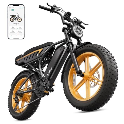 TS TST GRP LLC Electric Bike for Adults,1500W Peak Motor Retro E Bike,Removable 48V 15Ah Battery,20" x4.0 Fat Tire,30 MPH Max Speed,60/100 Miles Range, Ebike with Suspension,UL 2849 Wheels Hub Yellow