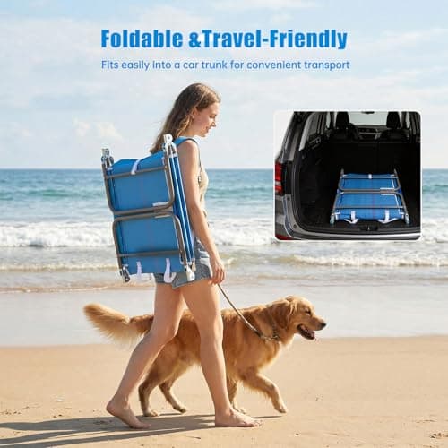 SUNNYFEEL Beach Lounge Chair, Backpack Reclining Beach Chairs Lay Flat, Sun Face Down Tanning Chair, Folding Camping Chairs Portable Camp Cot with Backpack Straps for Outdoor/Picnic/Lawn - Thumbnail 6