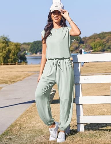 Ekouaer Womens Jumpsuits Casual One Piece Summer Romper Jogger Leg Long Pant Casual Spring Vacation Outfit with Pocket 2026 - Thumbnail 4