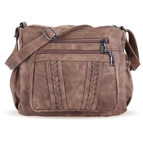 ELDA Crossbody Bags For Women Pocketbooks Soft PU Leather Purses and Handbags Multi Pocket Travel Shoulder Bag Ladies Purse (Retro Brown) - Image 1