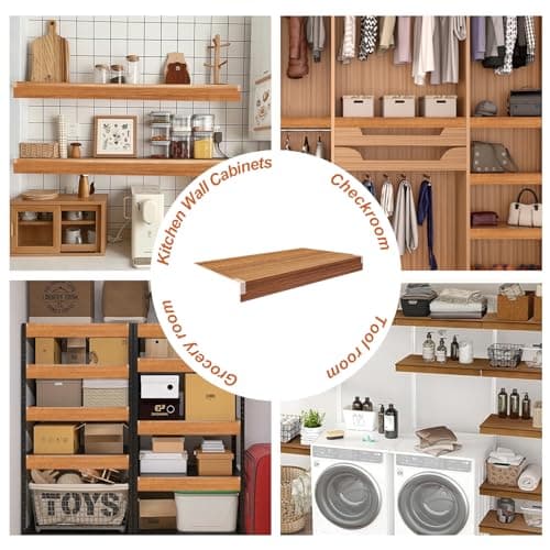 Demine 4 Pack Wire Shelf Liners, 24x12 Inch Thick Waterproof Wood Grain PVC Covers for Wire Shelving, Non-Slip & Easy to Clean Shelf Mats for Pantry, Closet, Kitchen, Bathroom - Thumbnail 5