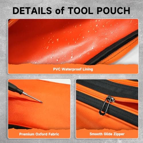 Organizer Tool Pouch - 2 Pack with Zipper Waterproof Utility Multi Compartments Small Tool Bag - Thumbnail 4