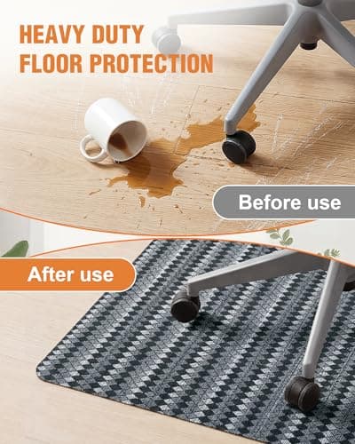 Carvapet Office Chair Mat for Hardwood Floor, 36x48 Inch Heavy Duty Floor Protector, Non Slip Desk Chair Mat for Rolling Computer Gaming Chairs, Easy to Clean Diamond Pattern - Thumbnail 3