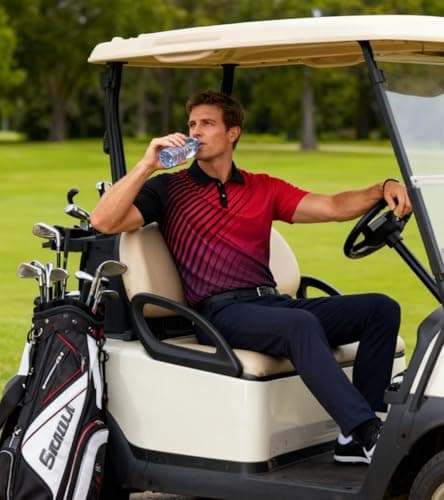 Seadodo Golf Neon Shirts for Men Short Sleeve Dry Fit 4-Way Stretchy Performance Print Polo Shirt for Tennis Hiking Camping Fluorescent Fuchsia XXXL - Thumbnail 3
