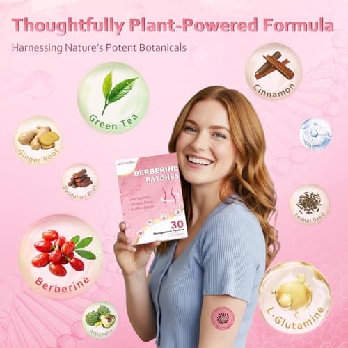 NightKong Berberine Patches for Women & Men – with Berberine, Green Tea, Cinnamon & L-Glutamine, Self Care Patch for Daily Routine – 30 Patches - Thumbnail 2