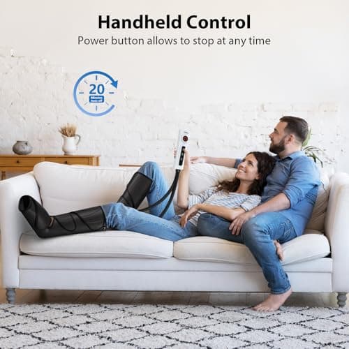 CINCOM Leg Massager for Circulation and Pain Relief, Air Compression Calf Foot Massagers Helpful for Relaxation, Gifts for Mom and Dad (with 2 Extensions) - Thumbnail 2