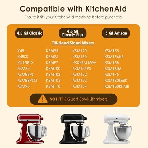 Flex Edge Beater for KitchenAid 4.5-5QT Tilt-Head Mixer, Stainless Steel Flat Beater Paddle Attachment with Food-Grade Silicone Scraper, Dishwasher Safe, for Kitchen Aid Mixer Accessories - Thumbnail 5